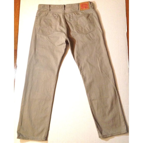 Levis 505 Jeans Mens Size 38x32 Khaki Straight Leg Relaxed Cotton Denim Pants - Picture 4 of 9